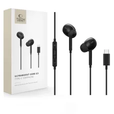 Tech-Protect Ultraboost Core G3 čierne káblové slúchadlá USB-C
