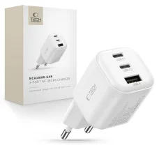 Tech-Protect NCA100W-GaN 100W 3-portová sieťová nabíjačka, biela