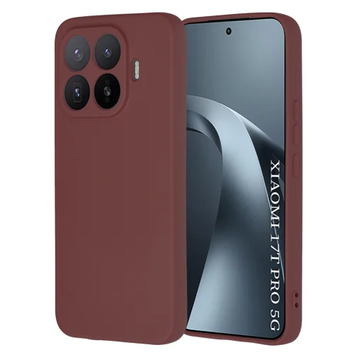 Xiaomi 17T Pro slivkovo červené silikónové puzdro Techsuit SoftFlex - 1