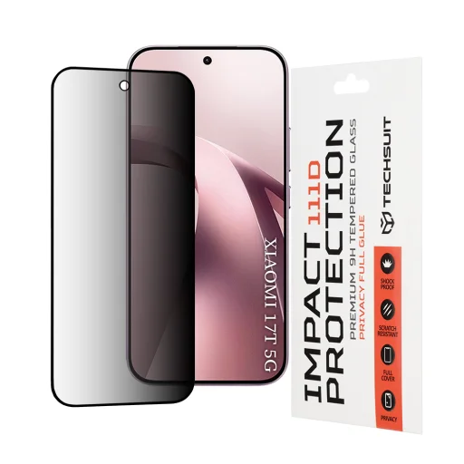 Xiaomi 17T čierne Techsuit 111D Privacy celoplošné ochranné tvrdené sklo - 1
