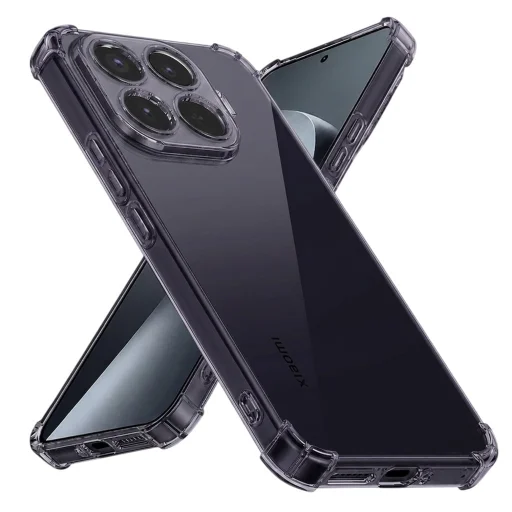 Techsuit Shockproof Clear silikónové puzdro pre Xiaomi 17T Pro, dymová čierna - 1