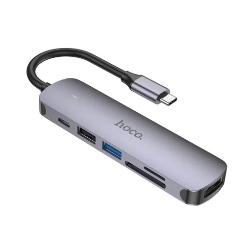 Hoco HB28 6 v 1 USB-C hub adaptér čierny - 3