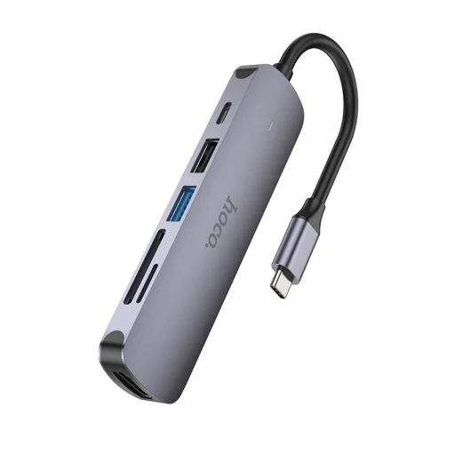 Hoco HB28 6 v 1 USB-C hub adaptér čierny - 4
