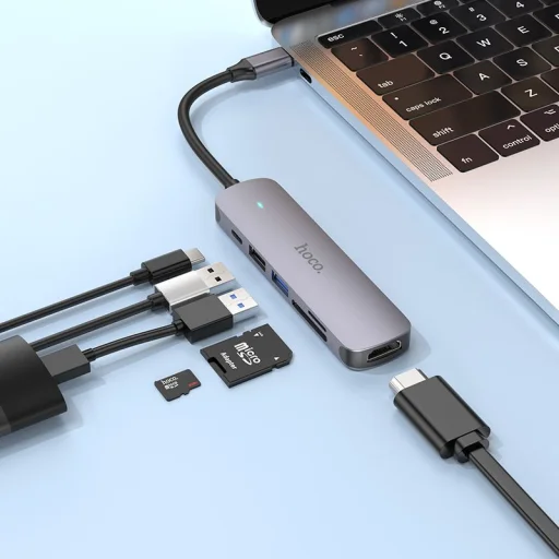Hoco HB28 6 v 1 USB-C hub adaptér čierny - 7