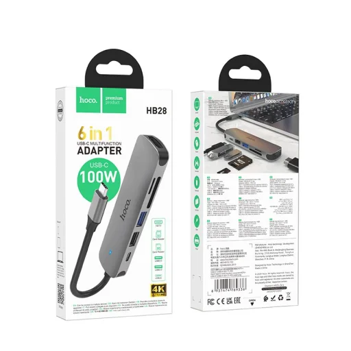 Hoco HB28 6 v 1 USB-C hub adaptér čierny - 9