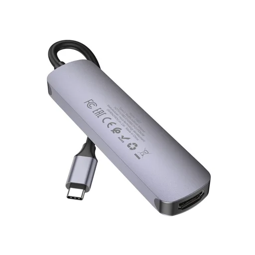 Hoco HB27 5 v 1 USB-C adaptér sivý - 3