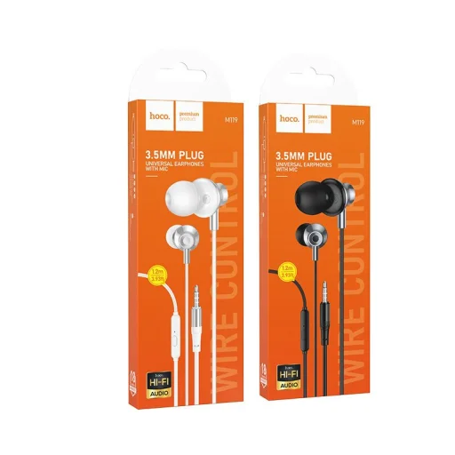 Hoco M119 káblové slúchadlá s mikrofónom a 3,5 mm jack konektorom, strieborné - 7