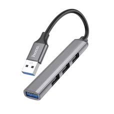 Hoco HB26 4 az 1-ben USB-A hub adapter, szürke