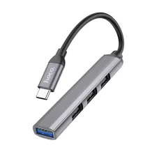 Hoco HB26 4 az 1-ben USB-C hub adapter, szürke