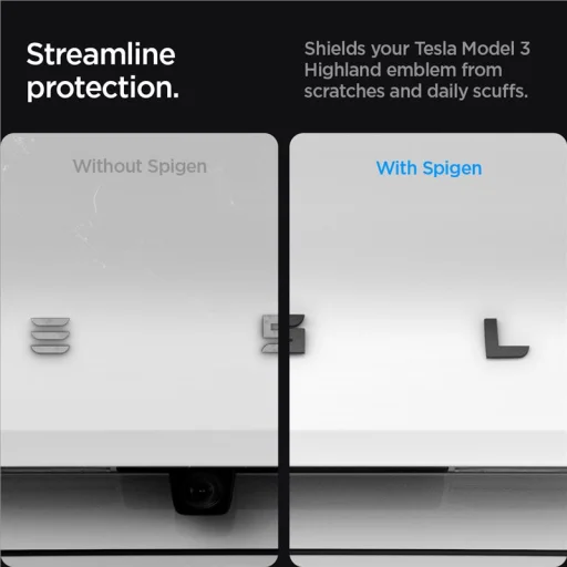 Spigen Tesla zadný emblém logo kompletný kryt čierny – Tesla Model 3 2024 - 2