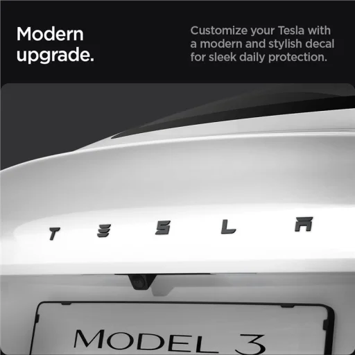 Spigen Tesla zadný emblém logo kompletný kryt čierny – Tesla Model 3 2024 - 3