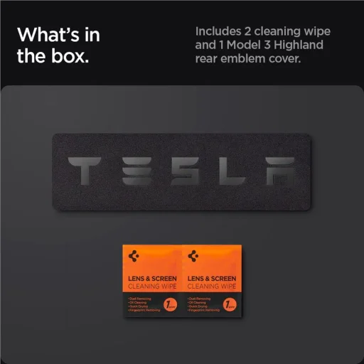 Spigen Tesla zadný emblém logo kompletný kryt čierny – Tesla Model 3 2024 - 5