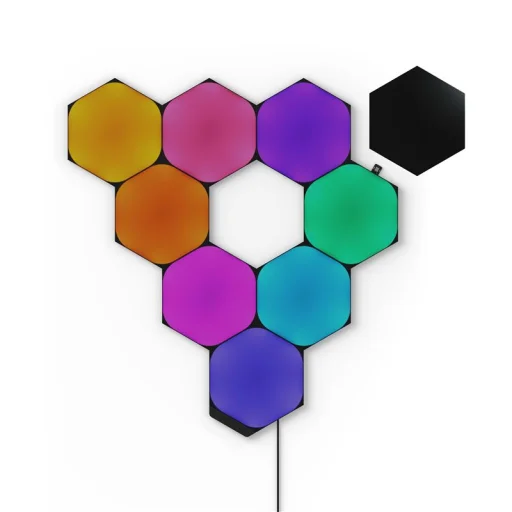 Nanoleaf Shapes Ultra Black šesťuholníkové svetelné panely štartovacia sada 9 ks - 1