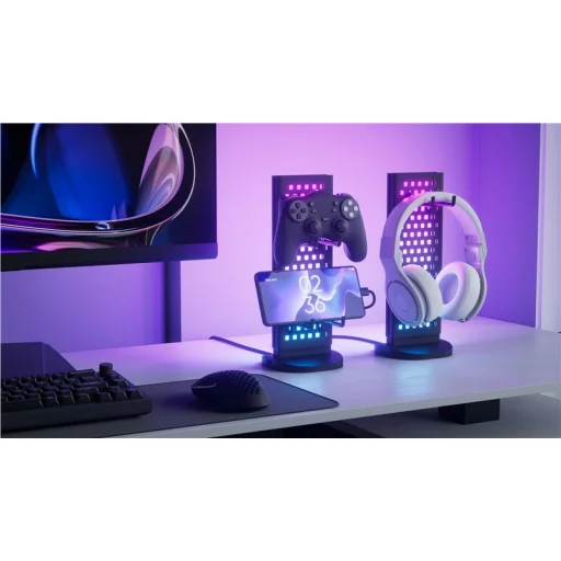 Nanoleaf Pegboard Desk Dock svietiaci stolný organizér s USB rozbočovačom - 11