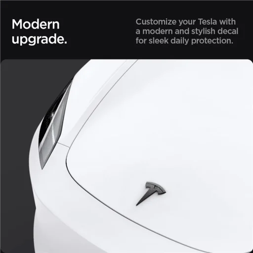 Spigen Tesla predný emblém logo kompletné prekrytie karbón – Tesla Model 3 2024 - 4