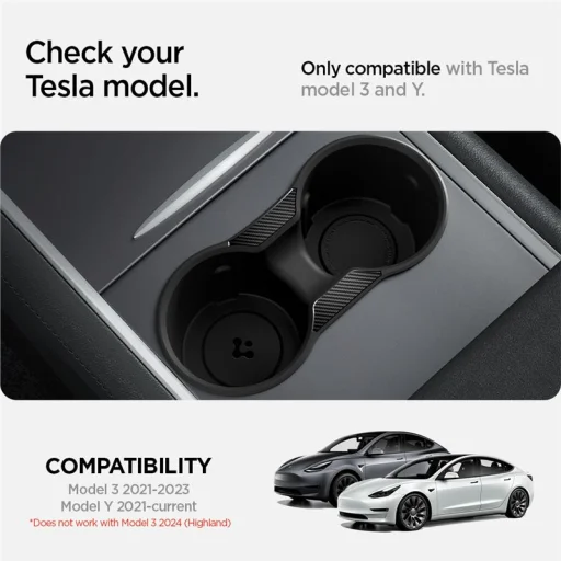 Spigen Relaxed Grip vložka do držiaka na poháre pre stredovú konzolu Tesla Model 3/Y - 3
