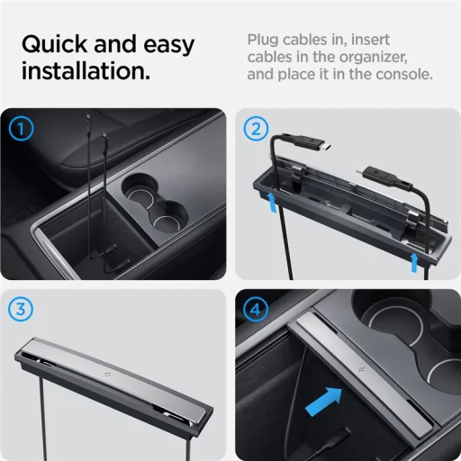 Spigen Tesla Cable Organizer Station kábelrendező állomás fekete Tesla Model 3/Y-hoz - 2
