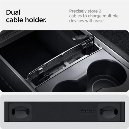 Spigen Tesla Cable Organizer Station kábelrendező állomás fekete Tesla Model 3/Y-hoz - 5