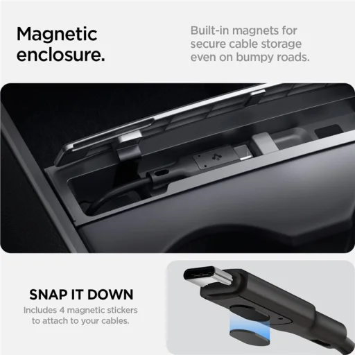 Spigen Tesla Cable Organizer Station kábelrendező állomás fekete Tesla Model 3/Y-hoz - 7