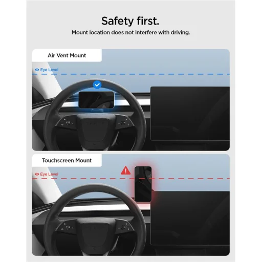 Spigen Tesla Airvent MagSafe TAM100 držiak na telefón do mriežky ventilácie, čierny – Tesla Model 3 (2024–2026) / Model Y Juniper (2025–2026) - 14