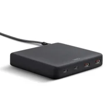 UNIQ Surge Mini 100 W-os asztali töltőállomás, antracitfekete, 2× USB és 2× USB-C