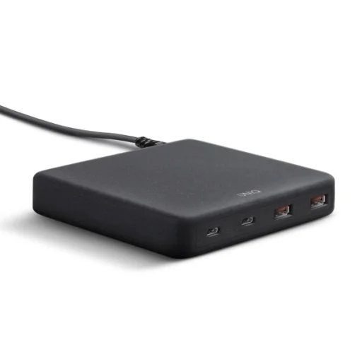 UNIQ Surge Mini 100 W-os asztali töltőállomás, antracitfekete, 2× USB és 2× USB-C - 1