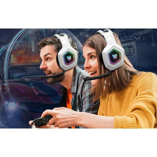 Onikuma B100 gamer fejhallgató, fehér - 7