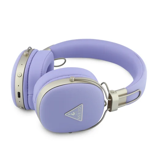 Guess PU Grained Triangle Gold Metal Logo ENC bezdrôtové bluetooth slúchadlá fialové - 2