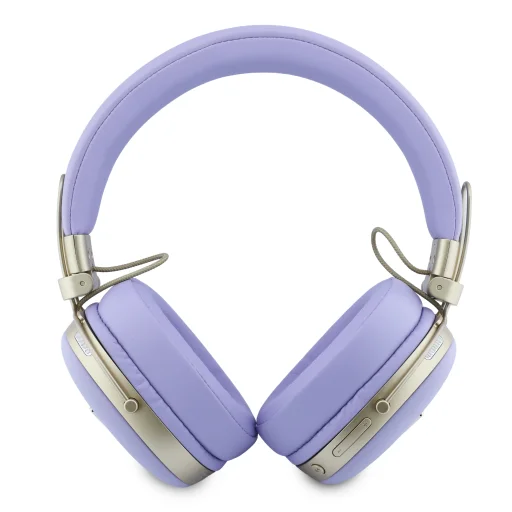 Guess PU Grained Triangle Gold Metal Logo ENC bezdrôtové bluetooth slúchadlá fialové - 3