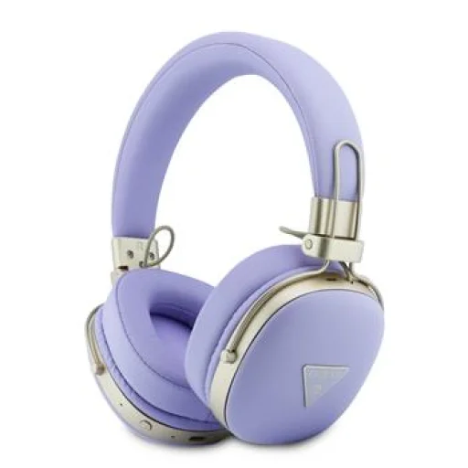 Guess PU Grained Triangle Gold Metal Logo ENC bezdrôtové bluetooth slúchadlá fialové - 1