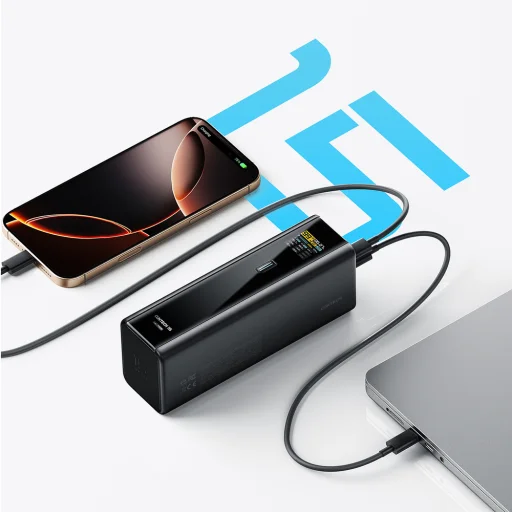 Cuktech PB200U 210W 20000 mAh powerbanka s 2× USB-C, USB-A, TFT displejom a 240W USB-C káblom, čierna - 2