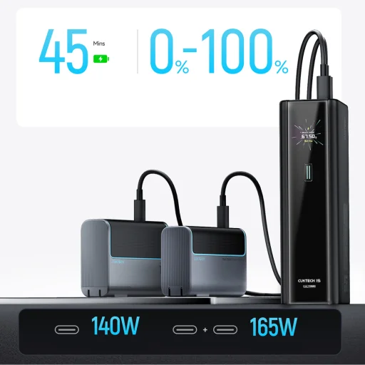 Cuktech PB200U 210W 20000 mAh powerbanka s 2× USB-C, USB-A, TFT displejom a 240W USB-C káblom, čierna - 8