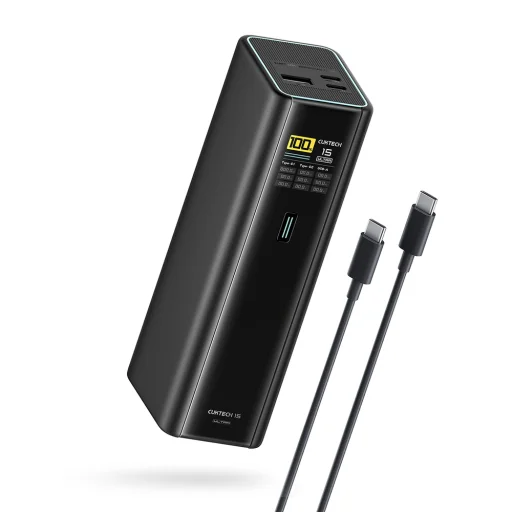 Cuktech PB200U 210W 20000 mAh powerbanka s 2× USB-C, USB-A, TFT displejom a 240W USB-C káblom, čierna - 1