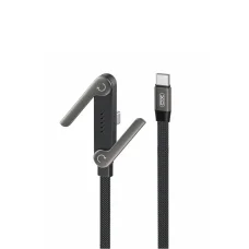 XO NB-Q311 USB-C – USB-C PD nabíjací a dátový kábel s držiakom, 1,5 m, 240 W, čierny