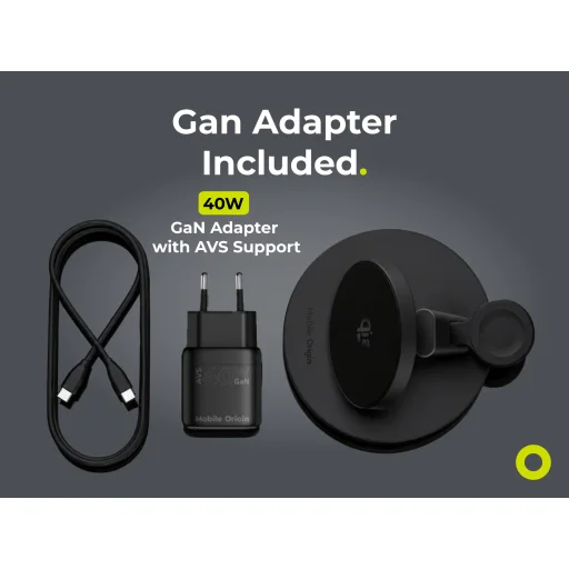 Mobile Origin Qi2 25W PowerStand Pro 3 v 1 nabíjací stojan s PW40 GaN nabíjačkou, čierna - 17