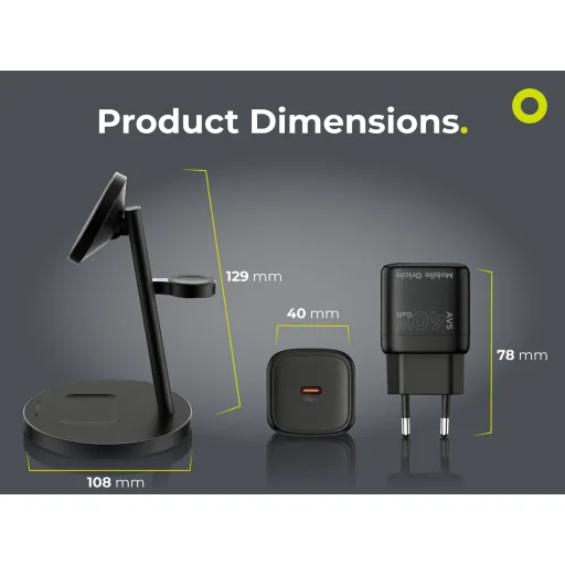Mobile Origin Qi2 25W PowerStand Pro 3 v 1 nabíjací stojan s PW40 GaN nabíjačkou, čierna - 18
