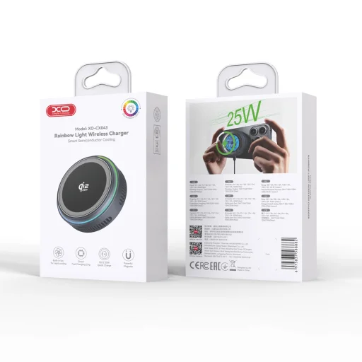 XO CX043 Qi2.2 magnetická bezdrôtová nabíjačka, sivá - 6