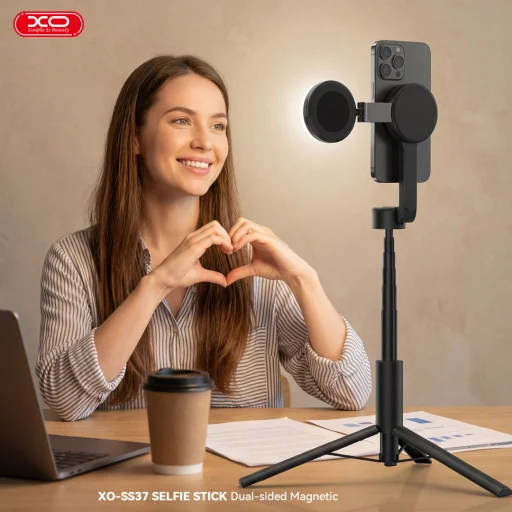 XO SS37 Bluetooth selfie tyč a statív s MagSafe magnetickým uchytením, čierna, 124 cm - 9