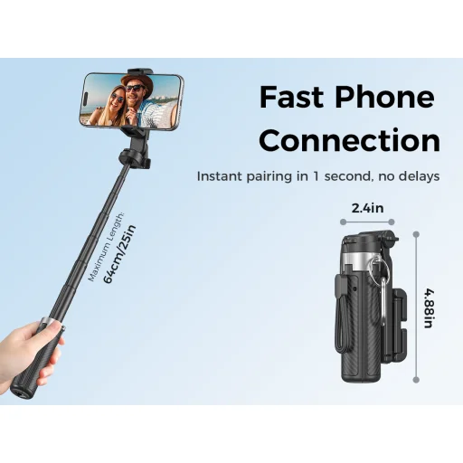 XO SS29 Bluetooth selfie tyč so statívom, čierna, 64 cm - 5