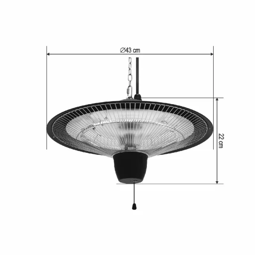 HOME FK262 karbónový vonkajší ohrievač, max. 1500 W, 2 stupne, závesný, IPX4, šnúrový vypínač, vonkajšie prevedenie. - 3