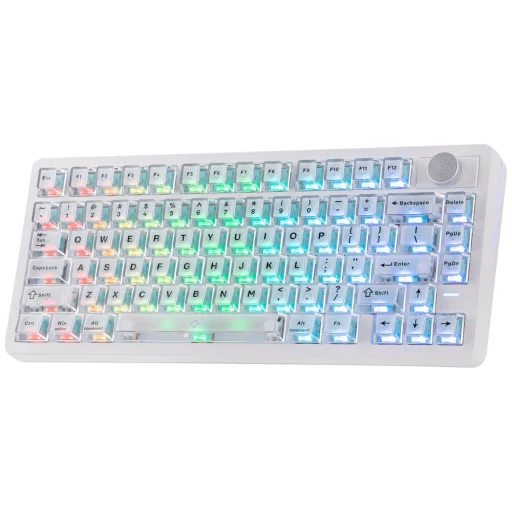 Mechanická klávesnica Epomaker HE75 V2 so spínačmi Creamy Jade HE, bielo-krémová - 6