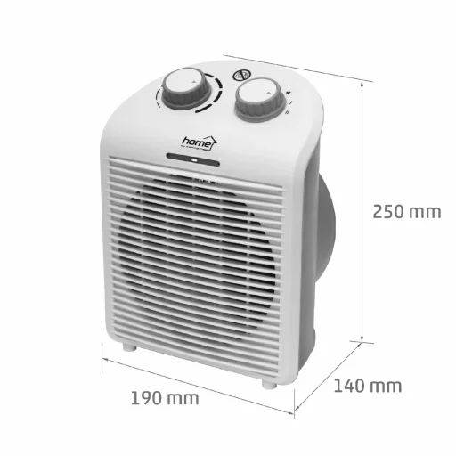 HOME FK1G teplovzdušný ventilátor, max. 2000 W, termostat, 2 stupne, 3 funkcie, bielo-sivá farba - 2