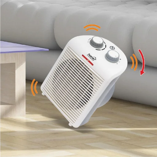 HOME FK1G teplovzdušný ventilátor, max. 2000 W, termostat, 2 stupne, 3 funkcie, bielo-sivá farba - 3