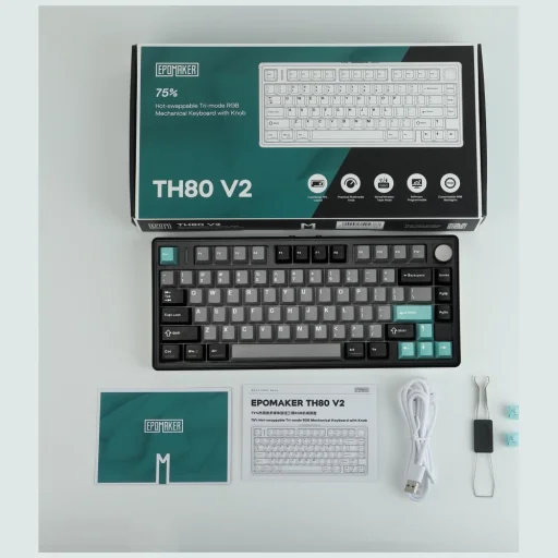 Epomaker TH80 V2 PRO mechanická klávesnica so spínačmi Creamy Jade, čierna - 9