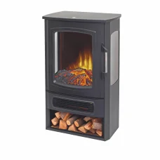 HOME FKK26 szabadon álló elektromos látványkandalló, max. 2000 W, 2 fokozat, LED lángeffekt, panoráma tűztér, termosztát