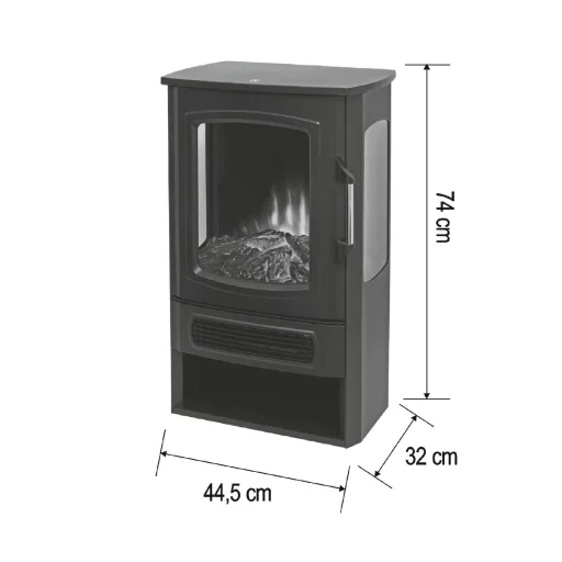 HOME FKK26 voľne stojaci elektrický krb, max. 2000 W, 2 stupne, LED efekt plameňa, panoramatické ohnisko, termostat - 2