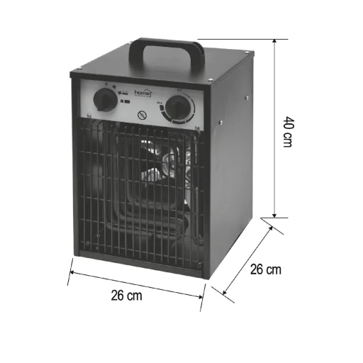 HOME FKI5 prenosný teplovzdušný ventilátor, max. 5000 W, 2 stupne, termostat, IPX4, dvojstenný plášť - 2