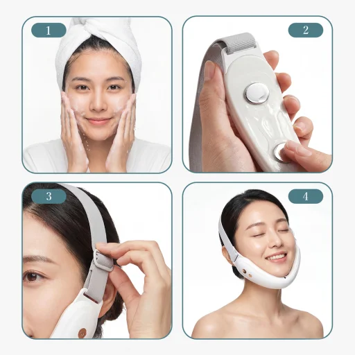 Belleskin by MAXGROOM M-170 EMS LED masážny prístroj na tvár a bradu, biely - 9