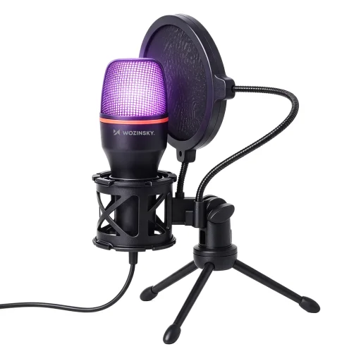 Wozinsky Studio Gaming USB počítačový mikrofón s RGB stojanom - čierny - 2