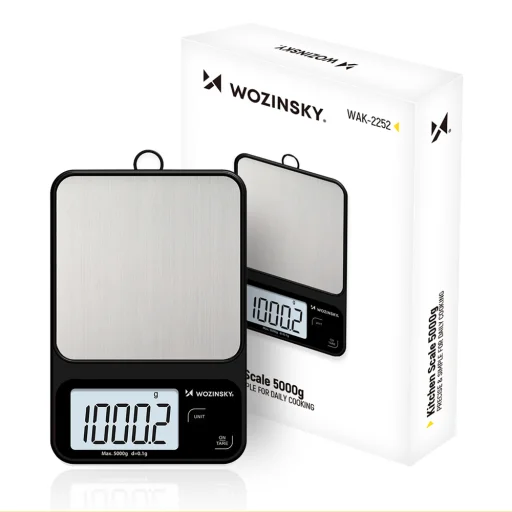 Wozinsky WAK-2252 digitális konyhai mérleg 5 kg-ig, fekete-ezüst - 1